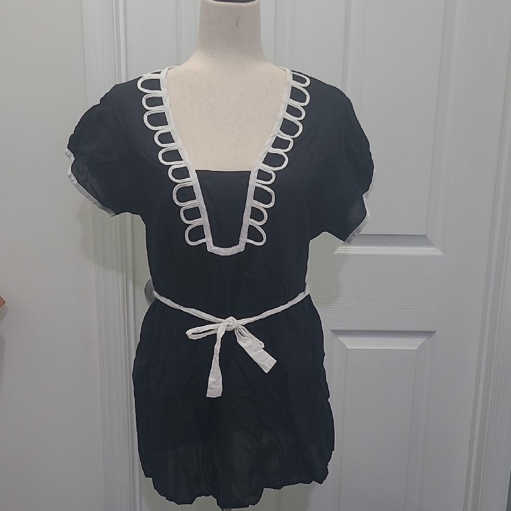Black Tunic with White Trim and Belt